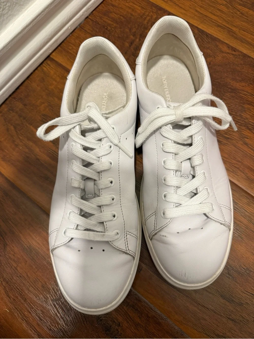 Tory Burch White Leather Lace-Up Sneakers